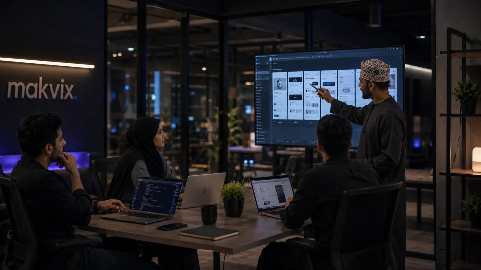 Makvix team building digital products in a modern studio
